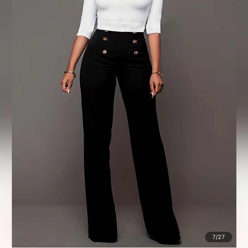 Women Black dress pants slim high waist Size large BRAND NEW